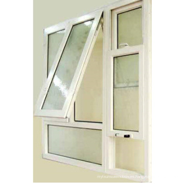 Ventana abatible de vidrio inclinable con giro abatible de PVC / UPVC